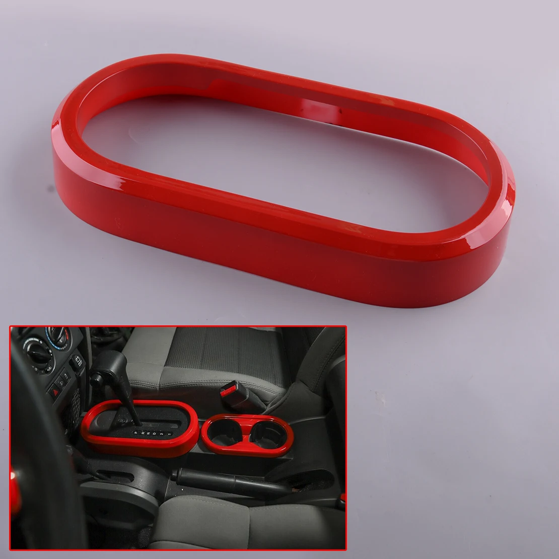 

Car Red Interior Central Console Gear Shift Panel Frame Cover Trim Plastic Fit For Jeep Wrangler JK 2007 2008 2009 2010