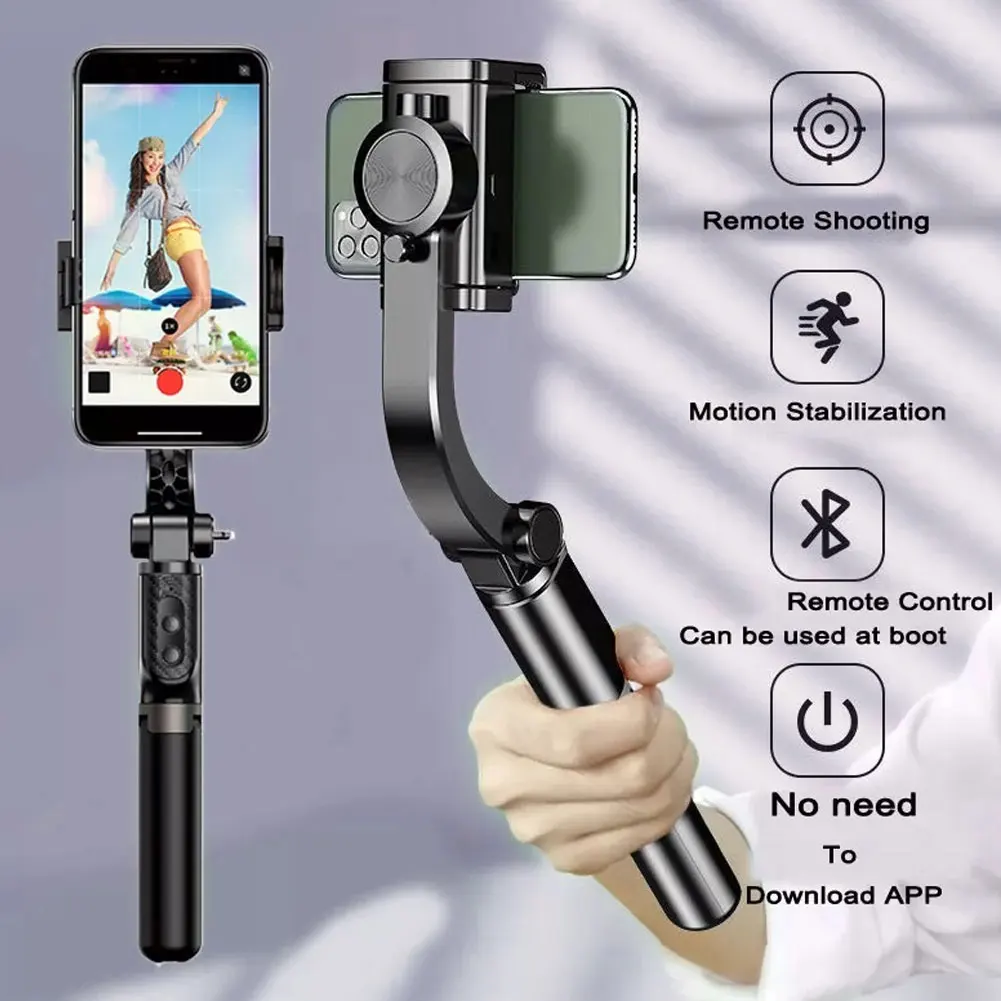 

Smartphone Gimbal Stabilizer Handheld Video Stabilizer Extendable Selfie Tripod Stick Telescopic With Remote Control Black