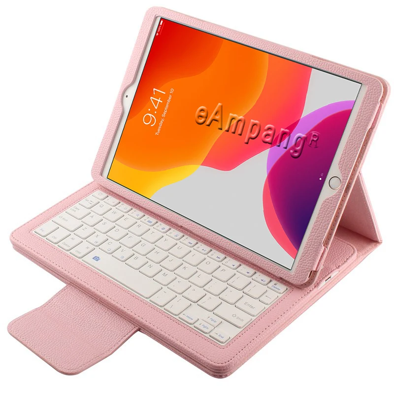 Розовый Чехол с клавиатурой для iPad 10,2, Bluetooth, Keyobard, чехол для Apple iPad 7, 7-го поколения, A2197, A2200, A2198, A2232, кожаный чехол, Funda - Цвет: Розовый