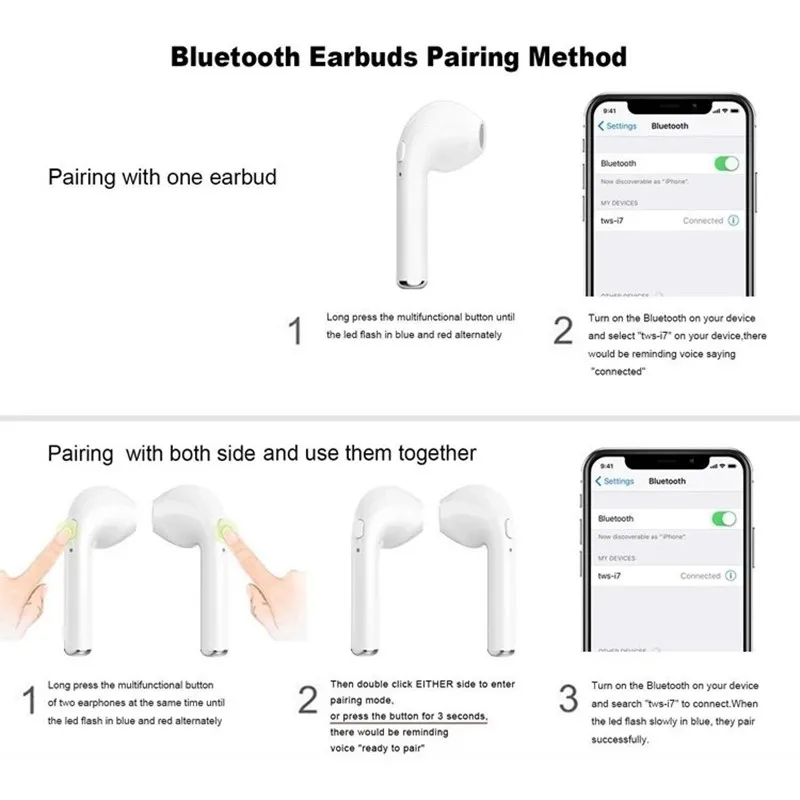 TWS i7S Bluetooth наушники музыкальные бизнес гарнитура спортивные беспроводные для Xiaomi