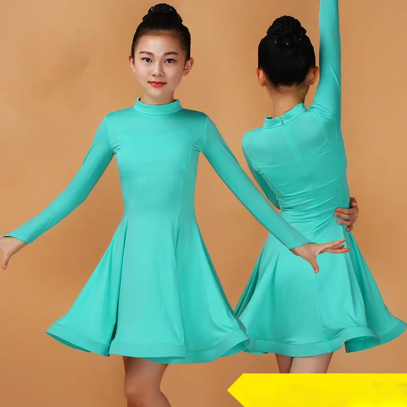 Green Collar 2 Платье для латинских танцев для девочек, Бальные танцы, Румба Самба, детский танцевальный костюм для латинских танцев, новинка года, современный карнавал, джаз, танцевальная одежда - Цвет: Green Collar 2