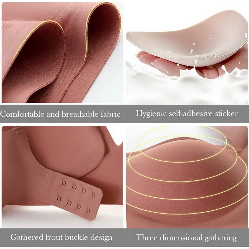 

Seamless Bra Wire Free Bra Sexy Triangle Brassiere Soft Women's Push Up Underwear Feminina Small Breast Adjusts Female A B C Cup