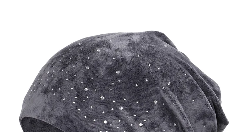 Новые женские стильные яркие Стразы Beanie Осень Зима Женская бархатная ткань Повседневная шапка женская мягкая шапка, вязаная шапка-носок Лыжная шапка