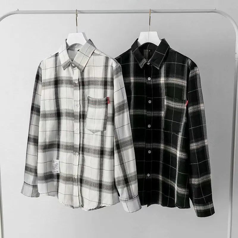 

Men's Shirt 2021 Hong Kong Style Student Loose Long Sleeve Shirt Cotton Coat