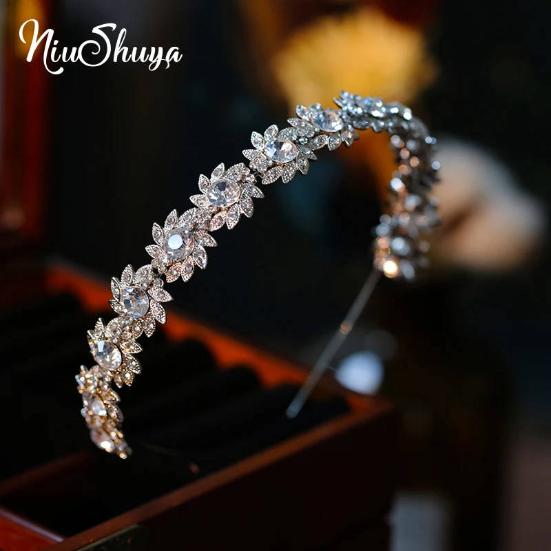 

NiuShuya Rhinestone Crystal Headband Crown Bride Bridesmaid Headdress Wedding Dress Accessories Tiara Head Piece Hair Ornaments