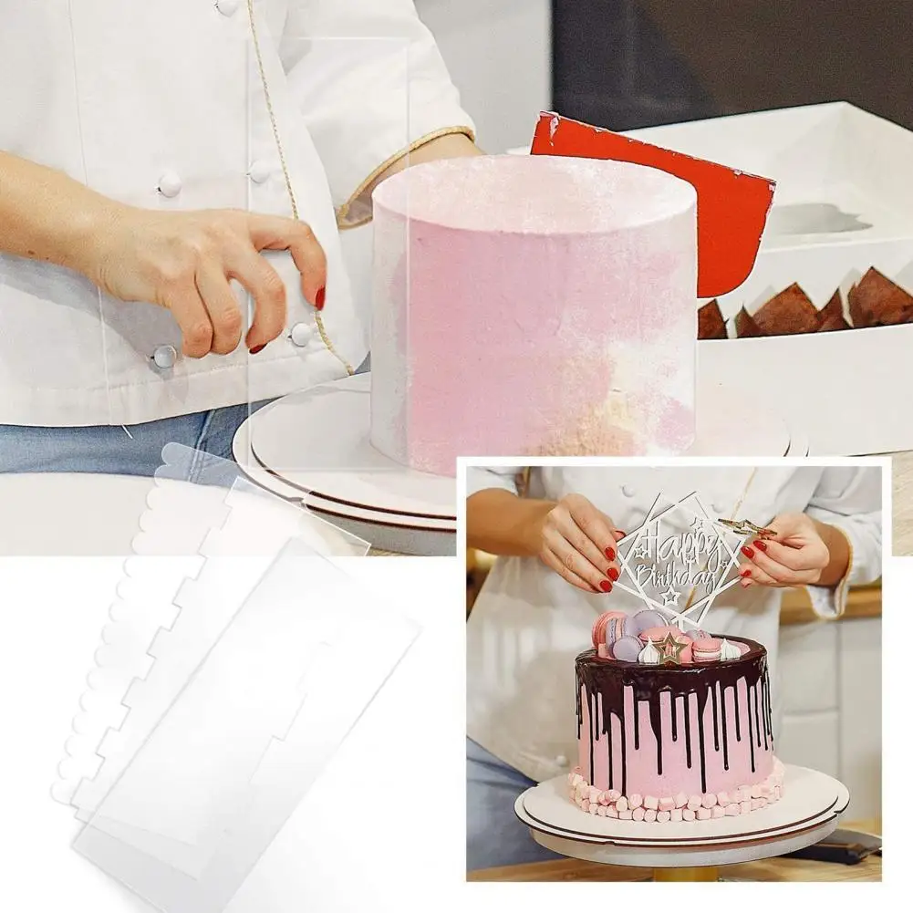 

Waterproof 6Pcs/Set Great Cake Contour Trim Smoother Tool Food Grade Cake Icing Scraper Easy to Clean for Kitchen