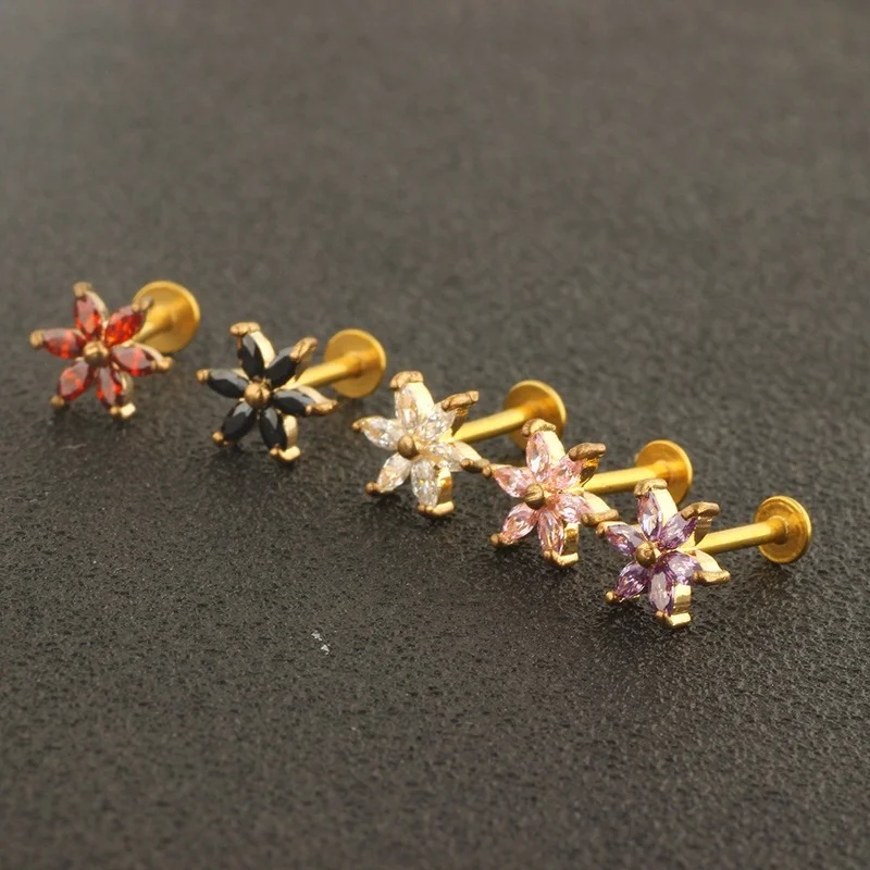 Женские пирсинг для губ Goth из нержавеющей стали розовые стразы пикантные