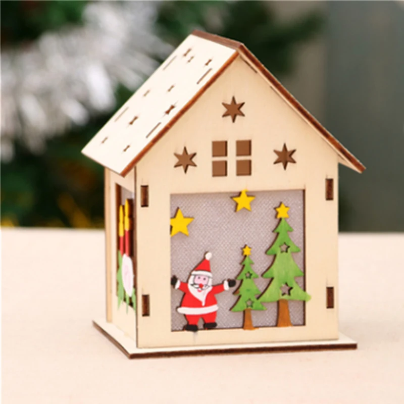 Праздничный светодиодный светильник деревянный дом рождественская елка