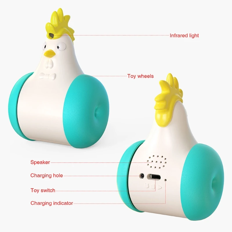

Plastic Tumbler Chicken Interactive Toy Automatic Electric Cat Funny Teaser Toys with Sound Pet Supplies for Kitten Dogs USB