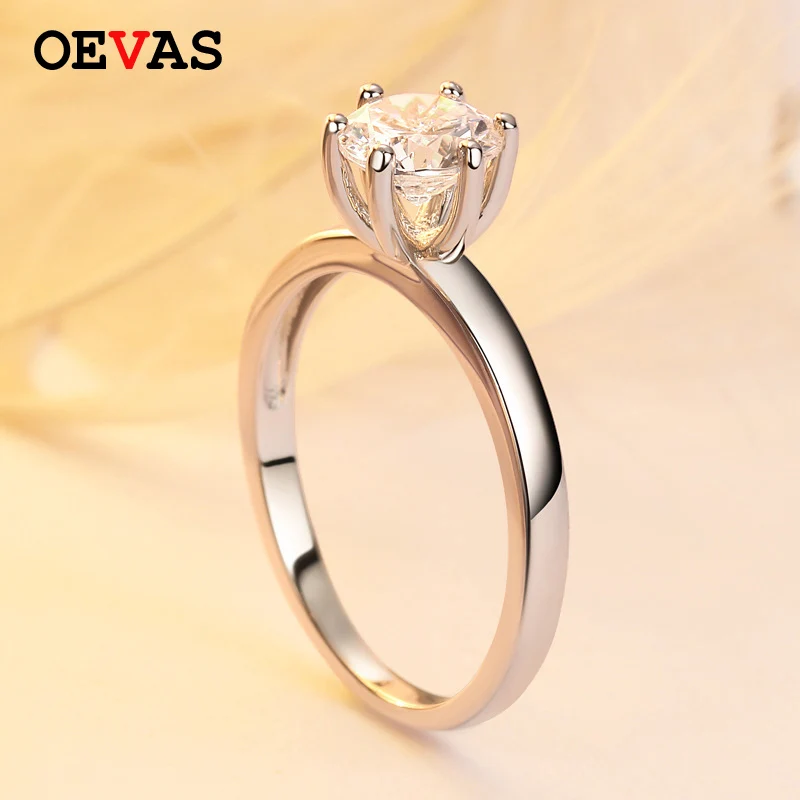 Обручальное кольцо OEVAS 100% 925 пробы серебряное простое и элегантное искрящееся