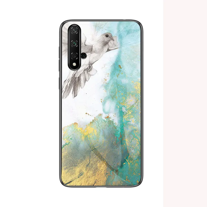 White-Green Чехол KEYSION из закаленного стекла с мрамором для Honor V30 20 9X Pro 10i V20 8X защитная задняя крышка для huawei Mate30 20 P30 Pro Y9 - Цвет: White-Green
