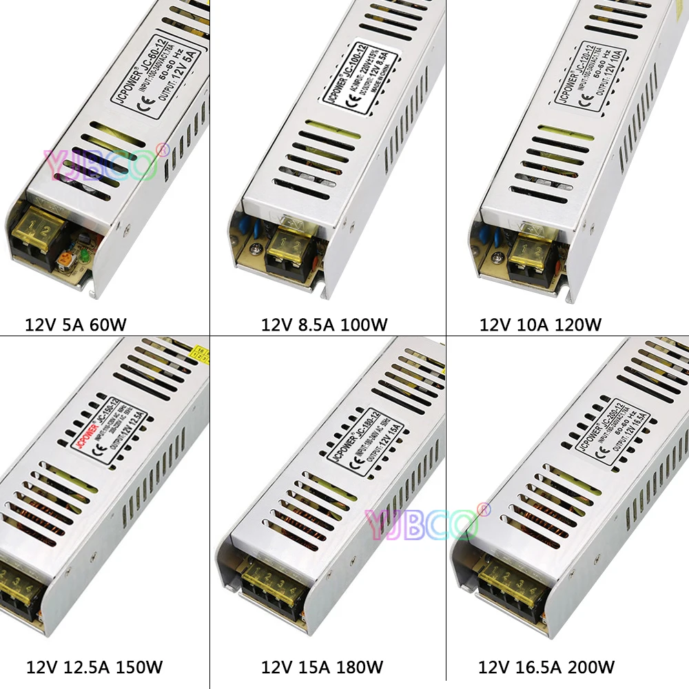 Длинный тонкий трансформатор для светильник DC12V 5A/8.5A/10A12.5A/15A/16.5A/20A/30A импульсный