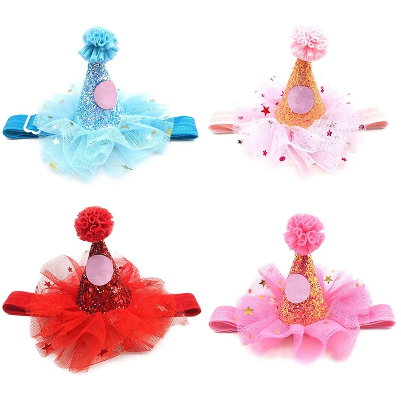 Кружевная шляпа для кошки газовая блестящая собаки на день рождения головной