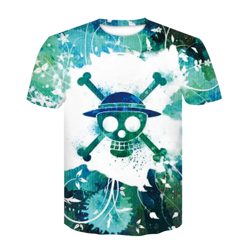 

New design for men and women skeleton skull T-shirt summer fashion personality street wear funny rose skull T-shirt