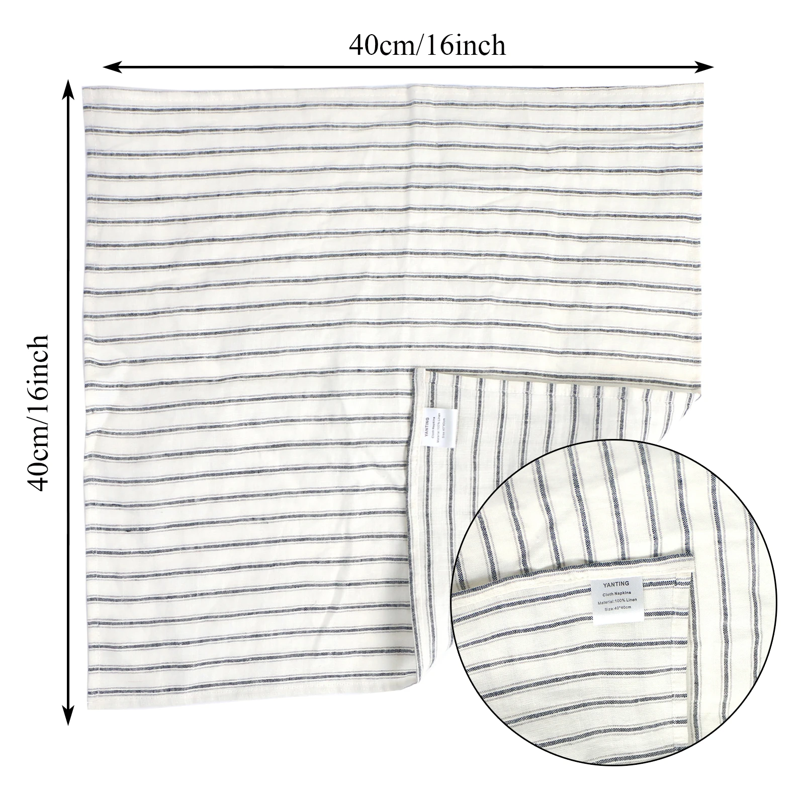 Servilletas de tela de cena de 40x40cm, paquete de 4 telas de lino puro prelavadas para mesa de cocina, decoraci&oacute;n de fiesta de c&oacute;ctel de boda-4