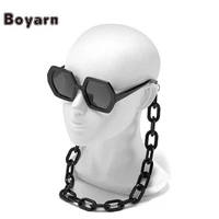 boyarn personality polygon large frame sunglasses 2022 luxury brand chain punk sun glasses men women retro hexagonal eyewears