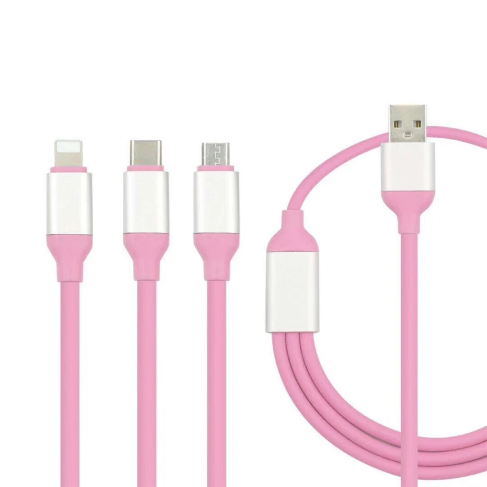 3 в 1 Многофункциональный зарядный кабель USB ультра-растягивающийся тройной для