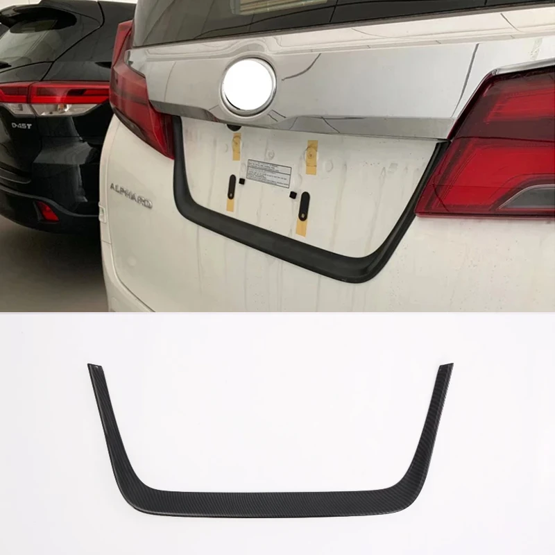 

For Toyota Alphard Vellfire AH30 2016-2019 ABS carbonfiber rear tail box gate door license plate shape trim Car Accessories