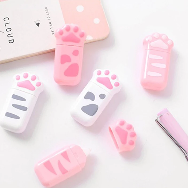 

Портативная Корректирующая лента с кошачьими крапанами, кавайный белый корректор, офисные канцелярские принадлежности