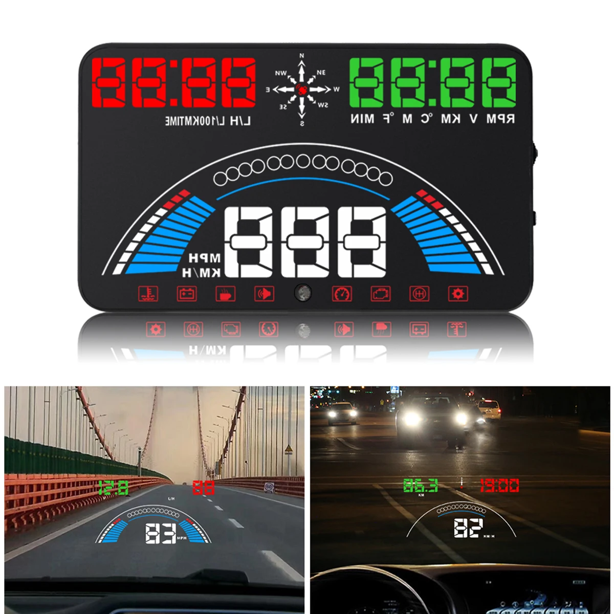 

S7 Universal Car HUD GPS Speedometer Speed Head Up Display Digital Over Speed Alert Windshieldwith OBDII + GPS Auto Diagnostic