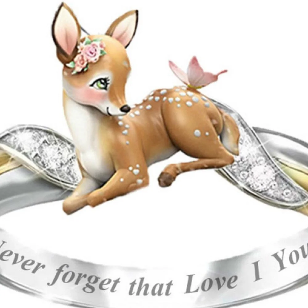 Изысканное милое кольцо с оленем Sika обручальное бабочкой предложение никогда не