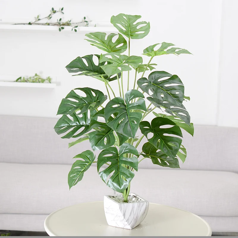 

85cm Large Artificial Plants Tropical Tree Fake Monstera Leaves Plastic Palm Tree Real Touch Turtle Leaf Home Wedding Decoration