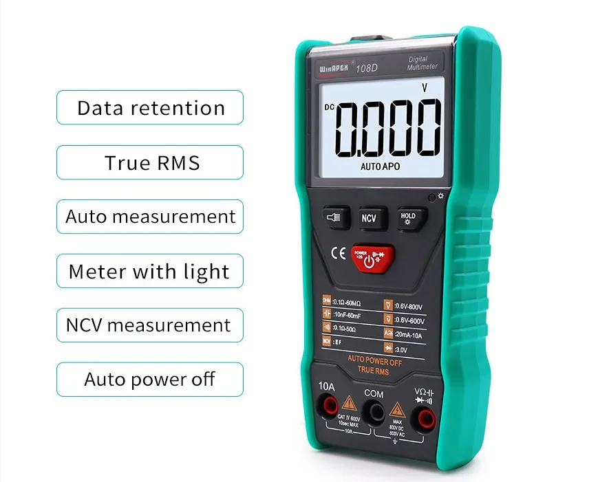 

Digital Multimeter tester autoranging True rms automotriz TRMS 5999 Mearuring with NCV LCD backlight+Flashlight
