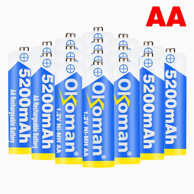 1 2 v Ni MH 5200mAh AA Аккумуляторная батарея перезаряжаемая и AAA 3800mAh аккумуляторная для