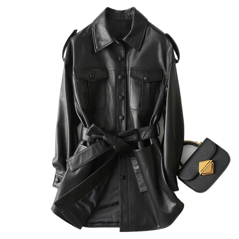 Женская куртка из натуральной кожи пальто в Корейском стиле овчины женские