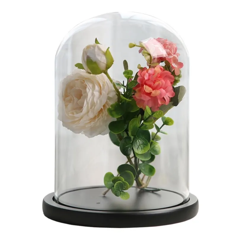 

Черная Стеклянная купольная ваза большого размера 20*30 см, украшение для дома, креативный чехол «сделай сам», подарок другу, свадебный реквиз...