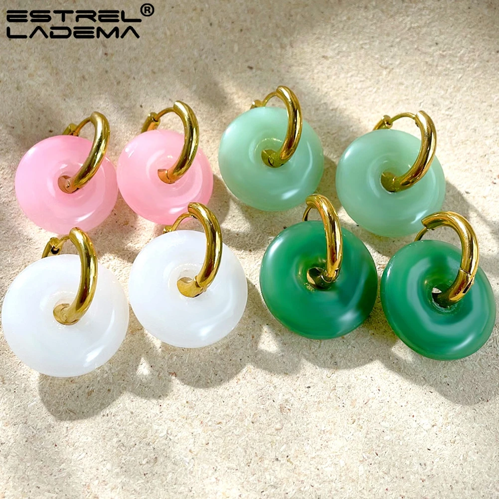 

Simple Gold Color Classic Stainless Steel Earrings For Women Minimalist Acrylic Round Hoop Earrings Circle Huggie Trendy Jewelry