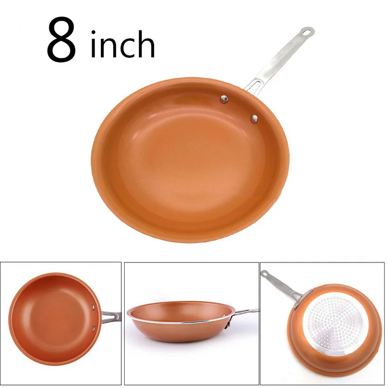 8/10 дюймов с антипригарным покрытием Медная сковорода для жарки Керамика