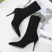 2021 sexy women sock boots fashion stretch boots autumn winter shoes pointed toe high heel boots women ankle boots size 41 42
