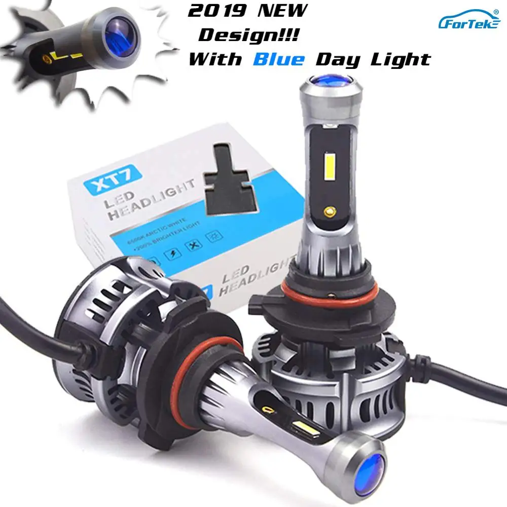 

FORTEK Car LED Headlight High Low 6500K Super Bright+Blue Day Light With Canbus Mini Body Bulbs 60W H1/H3/H4/H7/H11/9005/9012