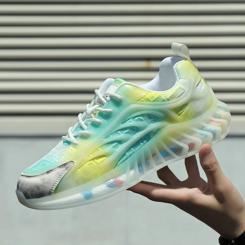 

Мужские кроссовки для бега, универсальная дышащая обувь для бега, сетчатые кроссовки с лезвиями, светоотражающая спортивная обувь, уличная ...