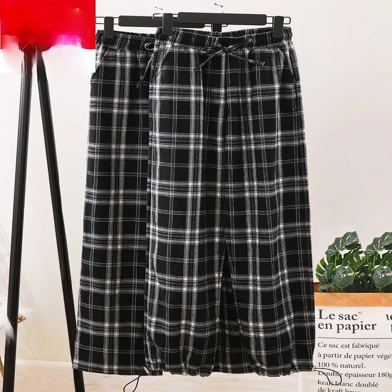 

2021 Autumn Woman Fashion Slim Streerwear Female Harem Pants Plaid Pants Casual Trousers Lady Loose Stripe Length Trousers H230