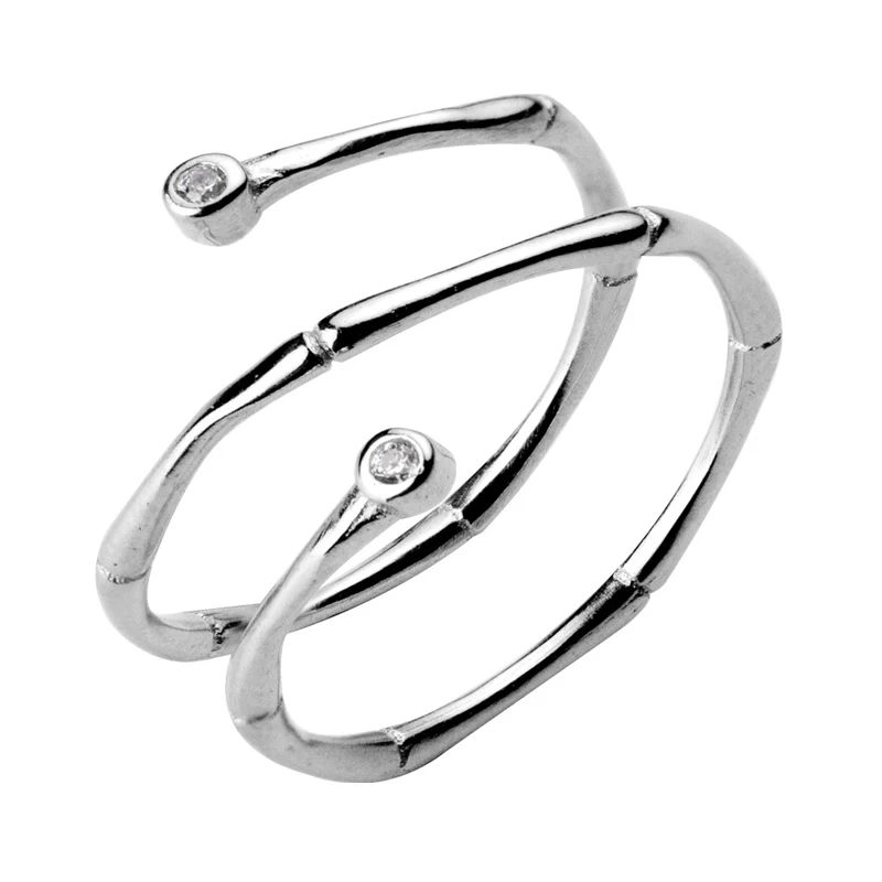

MloveAcc Adjustable CZ Rings Design Stylish Genuine 925 Sterling Silver Jewelry Crystal Rings for Women Wedding Jewelry