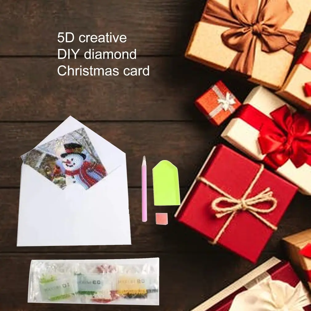 Рождество 5D креативный Diy бриллиантовый рисунок карта снеговик лося колокольчик