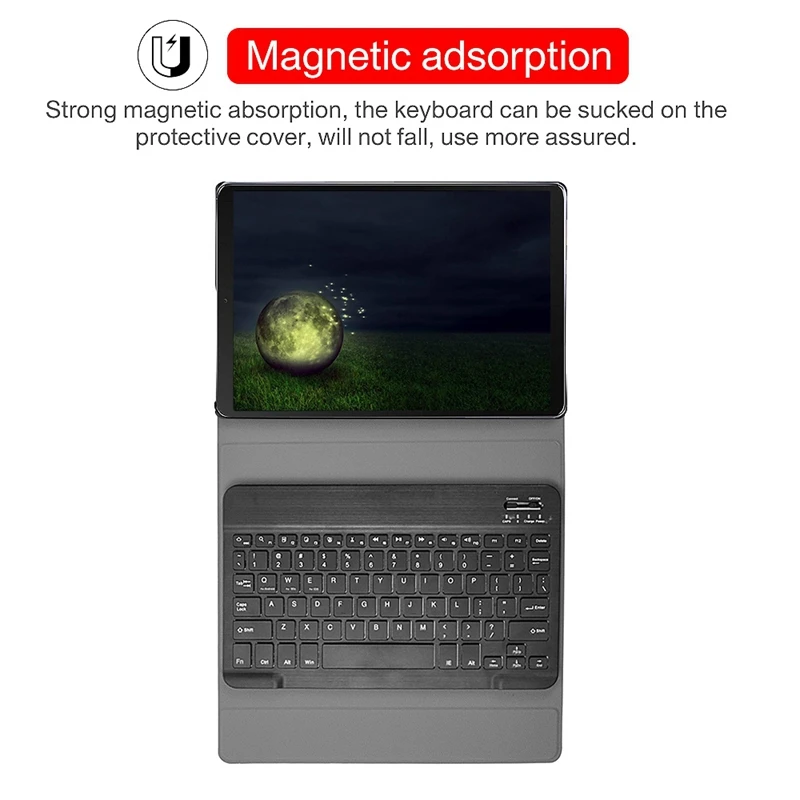 Беспроводная клавиатура для Samsung Galaxy Tab S6 Lite PU Case + 7 цветная с подсветкой 2 в 1