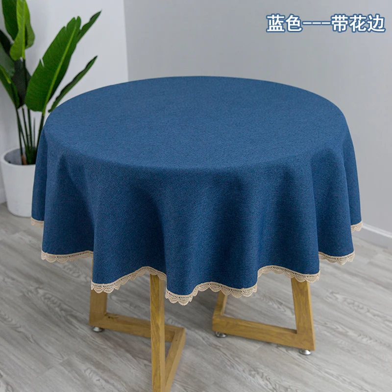 

Blue Nordic Cotton Linen Round Tablecloth Kitchen Coffee Table Modern Simple Design Mantel De Mesa Mariage Decoration EC50ZB