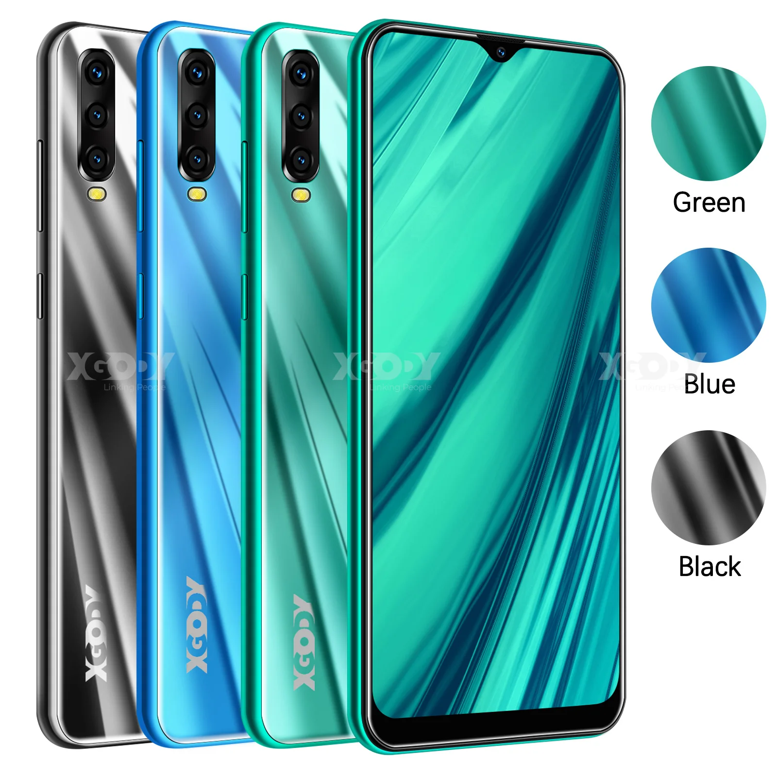 XGODY A90 3G Smartphone 6.53" Waterdrop Screen Android 9.0 Mobile Phone 2GB 16GB MTK6580 Quad Core 5MP Camera 3000mAh Cellphone