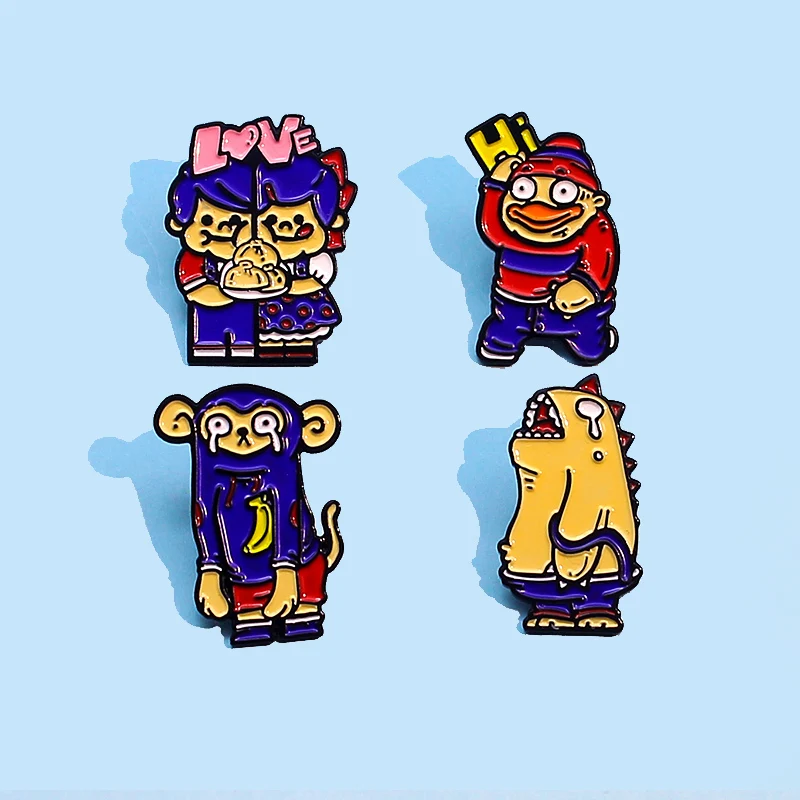 Забавные эмалированные заколки с милыми животными привет влюбленные мальчики и