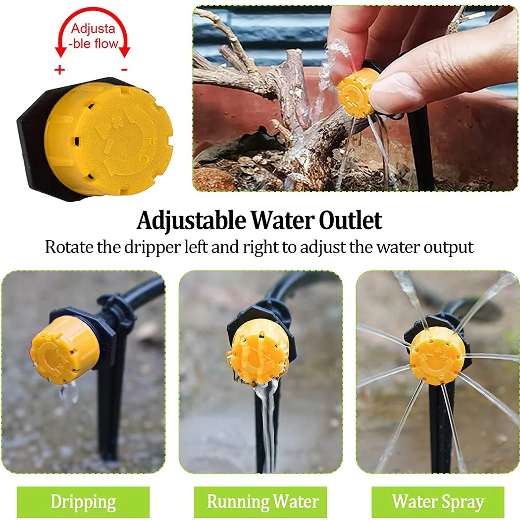 

50PCS Adjustable Irrigation Sprinkler Garden Drip Emitters Micro Spray Rotating Garden Adjustable Nozzles Drip Irrigation Wateri