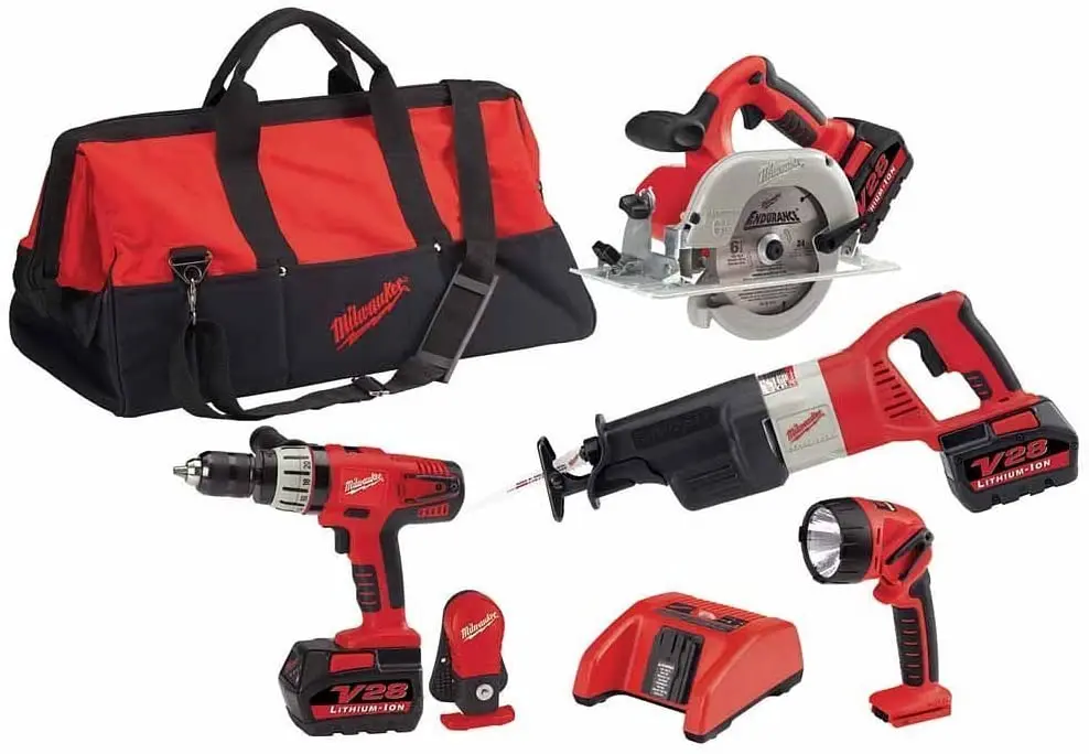 

Milwaukee 092829 28Volt LithiumIon Cordless 4Tool Combo Kit metal sign