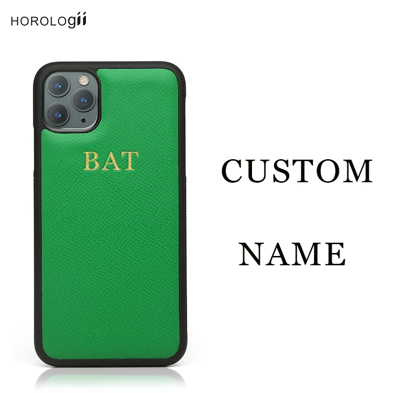 

Horologii Custom Name Free Phone Bumper Case for Iphone 14 12 11 13 Pro Real Cow Leather Mobile Phone Accessories Dropship