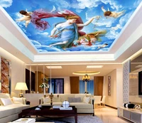 custom angel 3d stereo large ceiling photo wallpaper ceiling mural living room hotel non woven ceiling photo wall mural