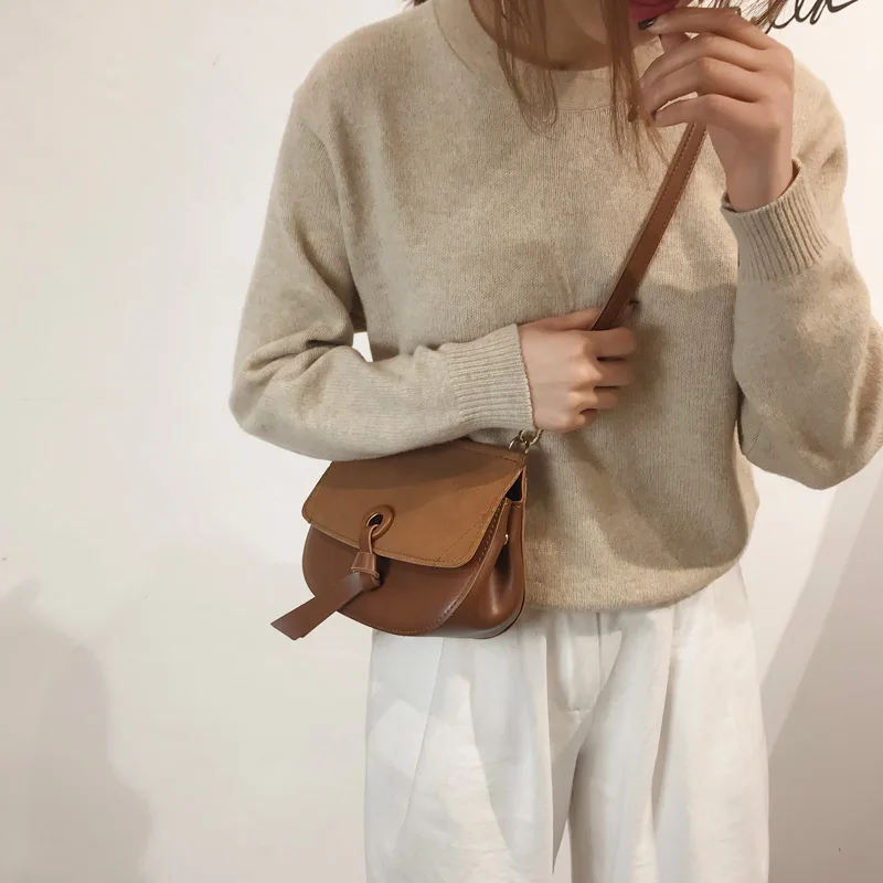 

Soft Solid Casual Messenger Bag Lady Small Saddle Crossbody Shoulder Bag for Women
