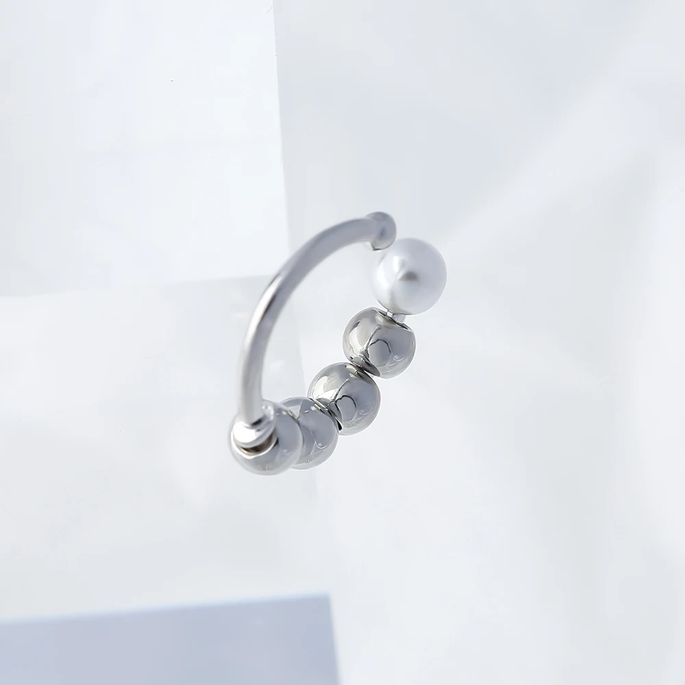 Yhpup 925 Sterling Silver Circle Pearls Ear Cuff Earring for Women Fashion Metal Geometric No Pierced Clip Simple Jewelry | Украшения и