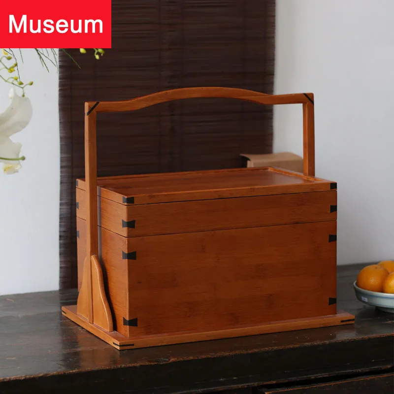 

Bamboo Pail Chinese Style Tea Cabinet Accept Can Carry The Gift Box Monolayer Nothing Cover Send Gifts Hotel Picnic Basket You