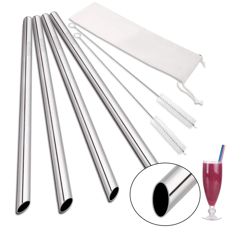 Angled Tips Reusable Smoothie Straws 12mm Wide 304 Stainless Steel Boba Party Bar Drinking Metal Straw for Bubble Tea | Дом и сад